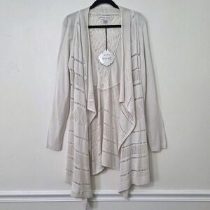 Knox Rose Lacey Open Pointelle Knit Long Cardigan Sz XXL Fairy Boho Cottage